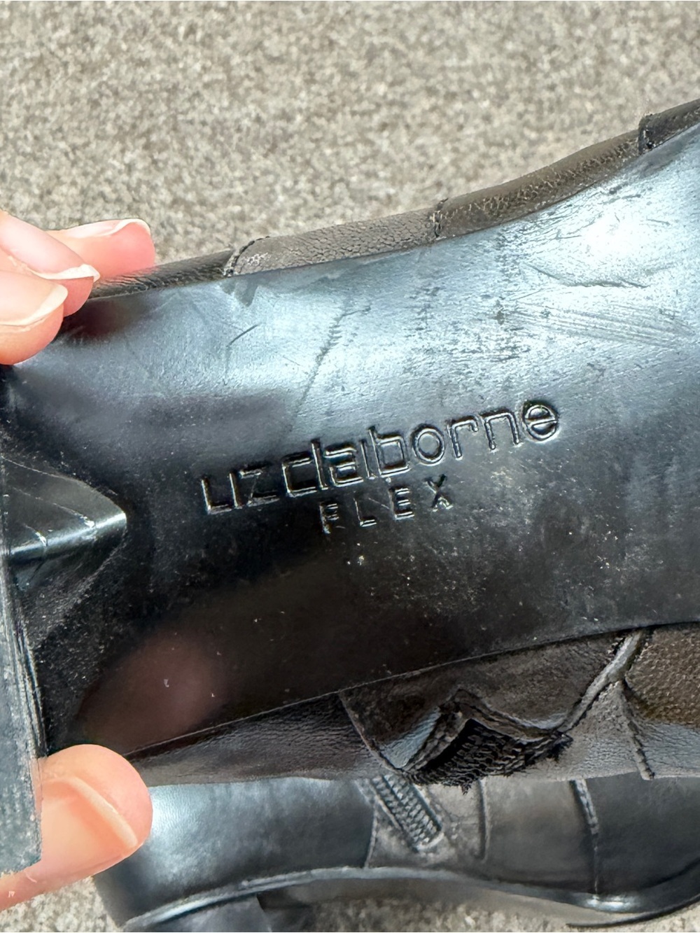 90s Y2K Liz Claiborne Black Leather Chunky Heel Square Toe Ankle Boots Women’s 8 - Picture 9 of 12